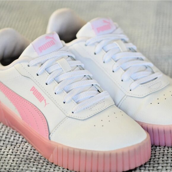 PRE-OWNED Size: 6.5 Women's or 5 Big Kid PUMA Carina 2.0 Jelly Bean White/Pink - Picture 13 of 14